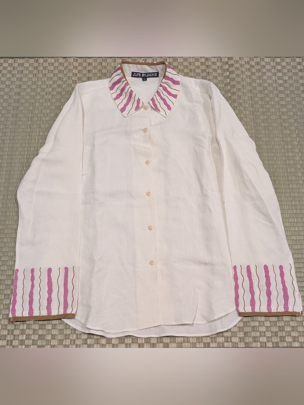 Jupe By Jacket Gampola Button Up Shirt Linen Blend Blouse Women's Size Medium